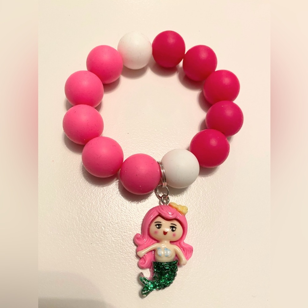 Hand Crafted Pink and White Mermaid Bracelet
